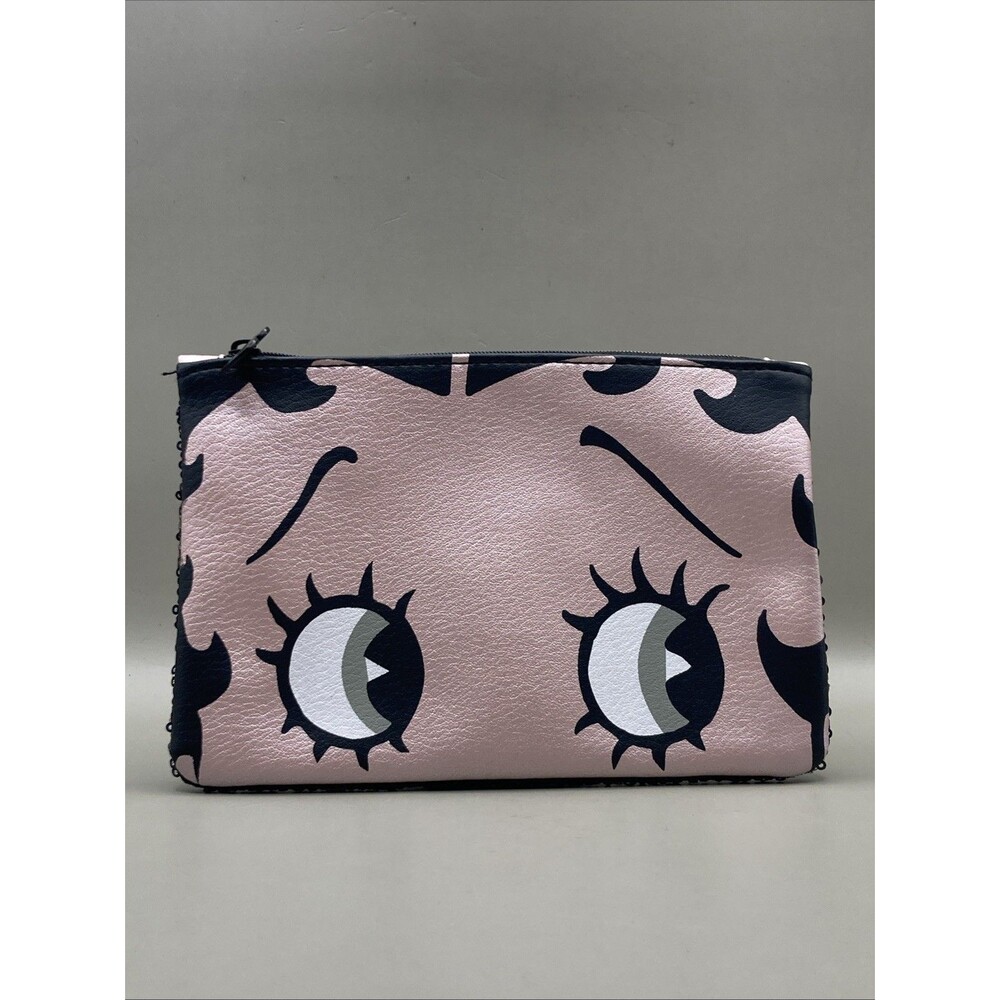 Betty Boop x Ipsy Makeup Bag Clutch Purse Black Sequin Top Zip Retro Wallet 5x7"